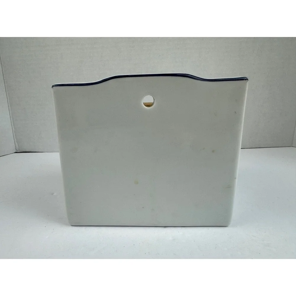Vintage Shafford Blue Ducks Fine Porcelain Wall Hanging Salt Box Wooden Lid